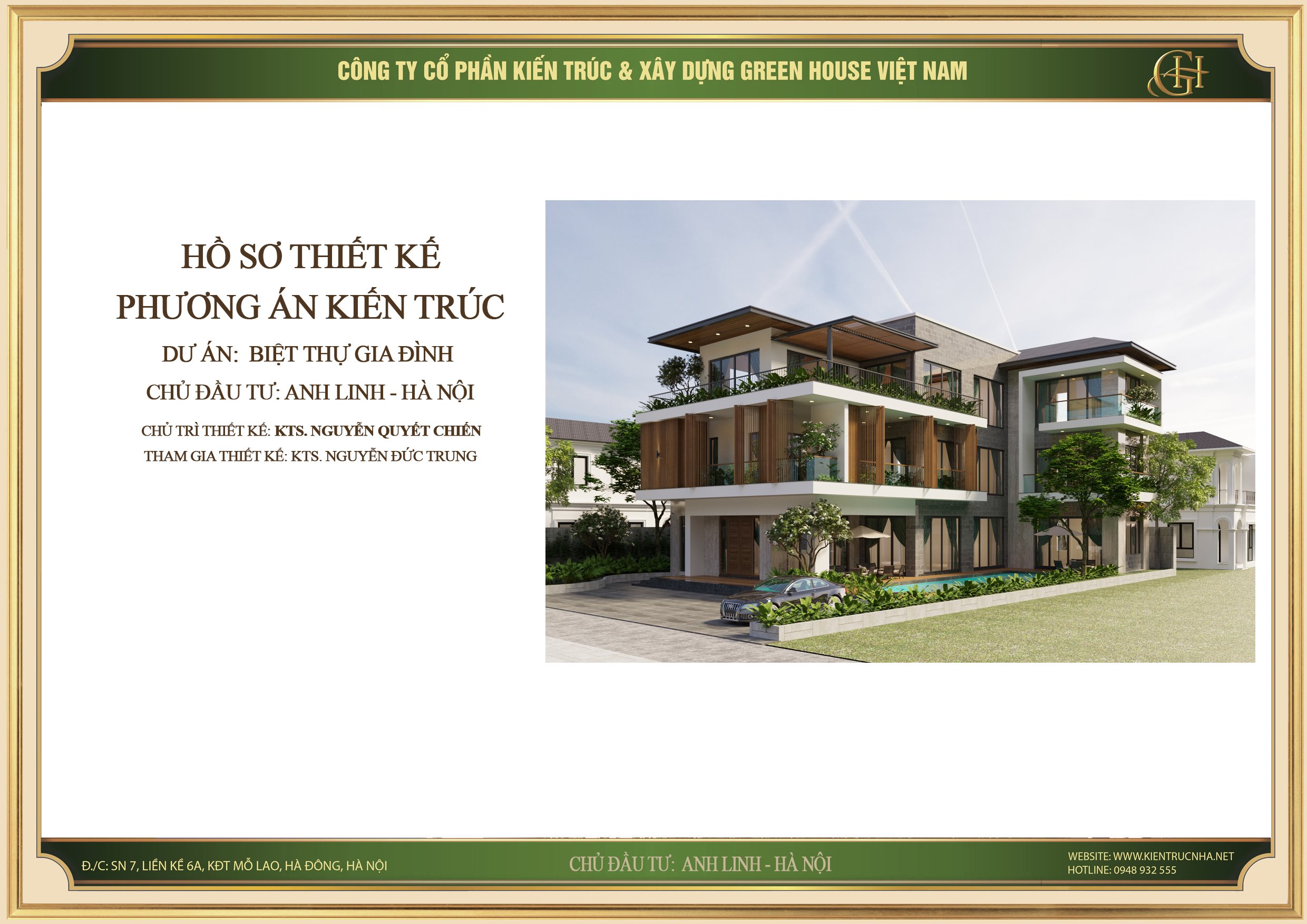 Thiết kế biệt thự gia đình hiện đại, độc đáo- CĐT anh Linh tại Hà Nội