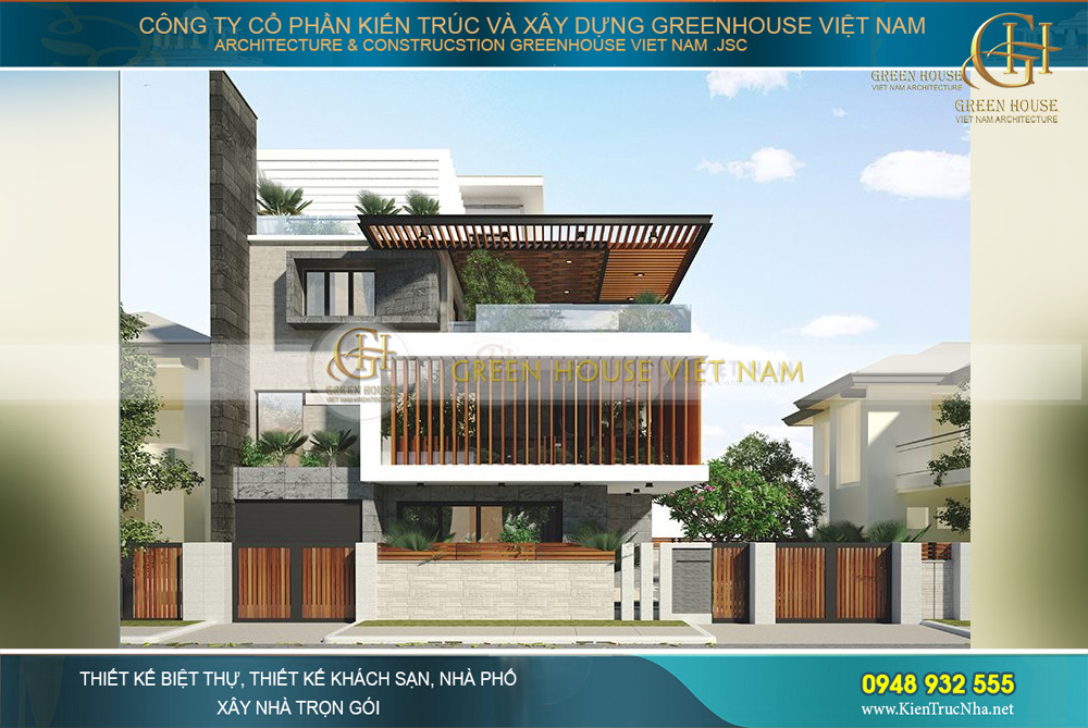 Thiết kế biệt thự 4 tầng hiện đại phong cách độc đáo, thu hút