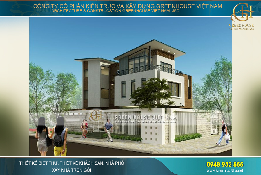 Thiết kế biệt thự hiện đại 3 tầng mặt tiền 12m rộng 180m2