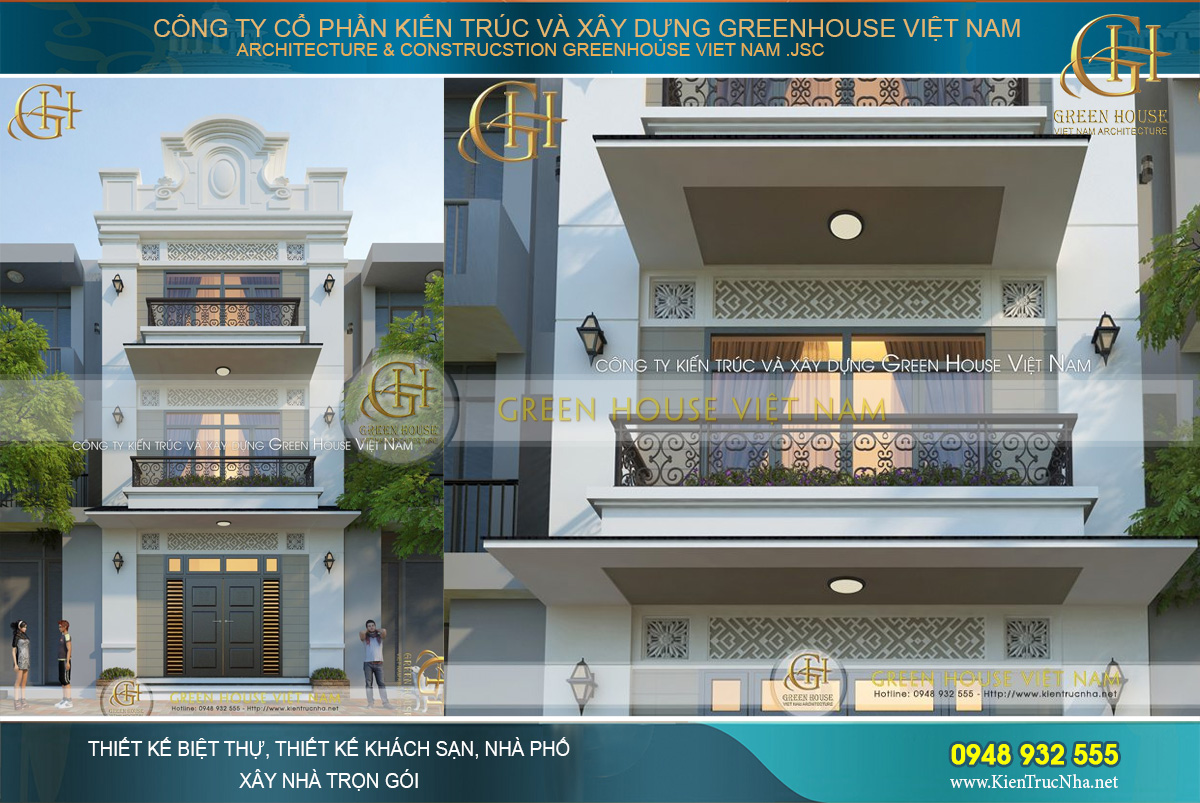 Mẫu thiết kế nhà ống 3 tầng phong cách tân cổ điển sang trọng