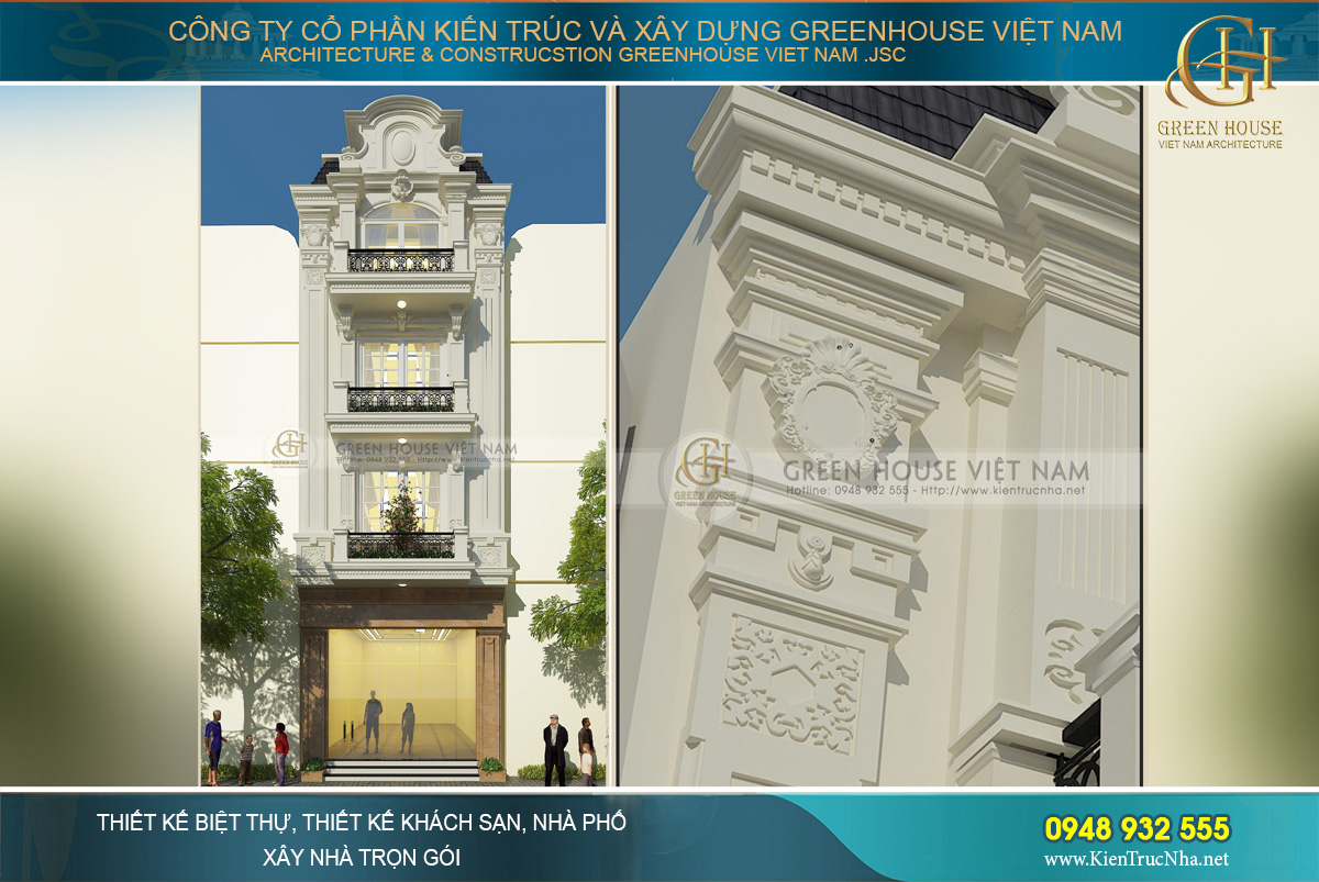 Thiết kế nhà phố 4 tầng phong cách tân cổ điển tại Bắc Giang