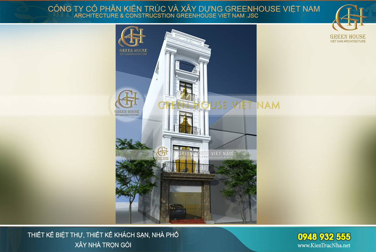 Nhà phố 5 tầng theo phong cách tân cổ điển