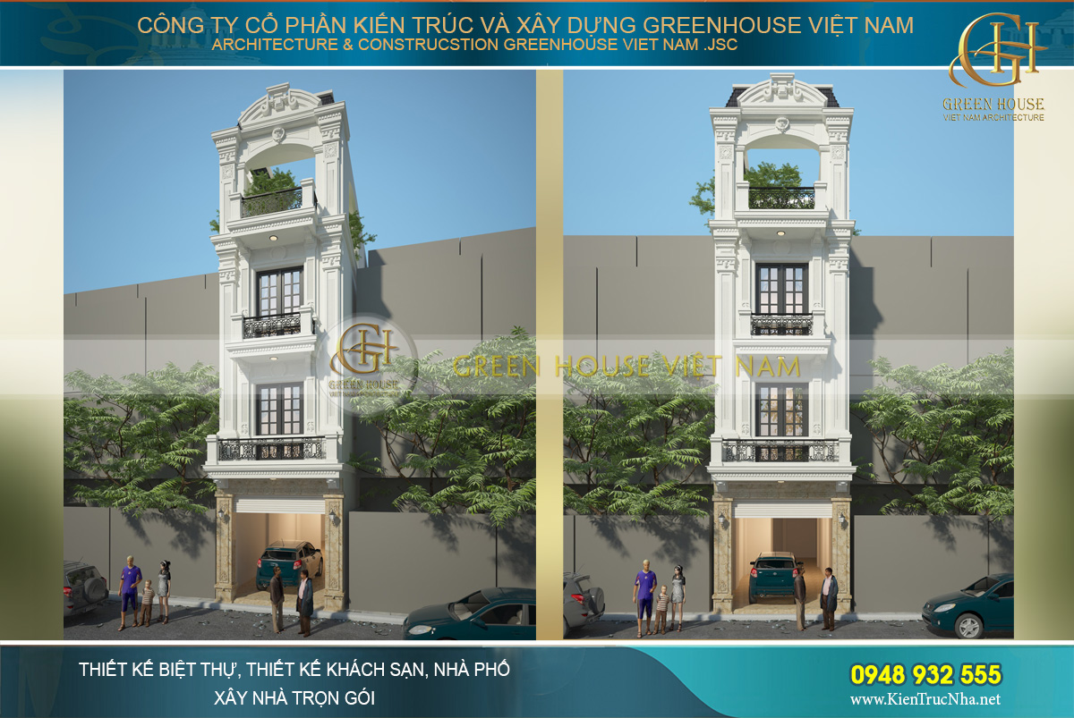 Thiết kế nhà phố tân cổ điển 3 tầng sang trọng, nổi bật tại Hà Nội