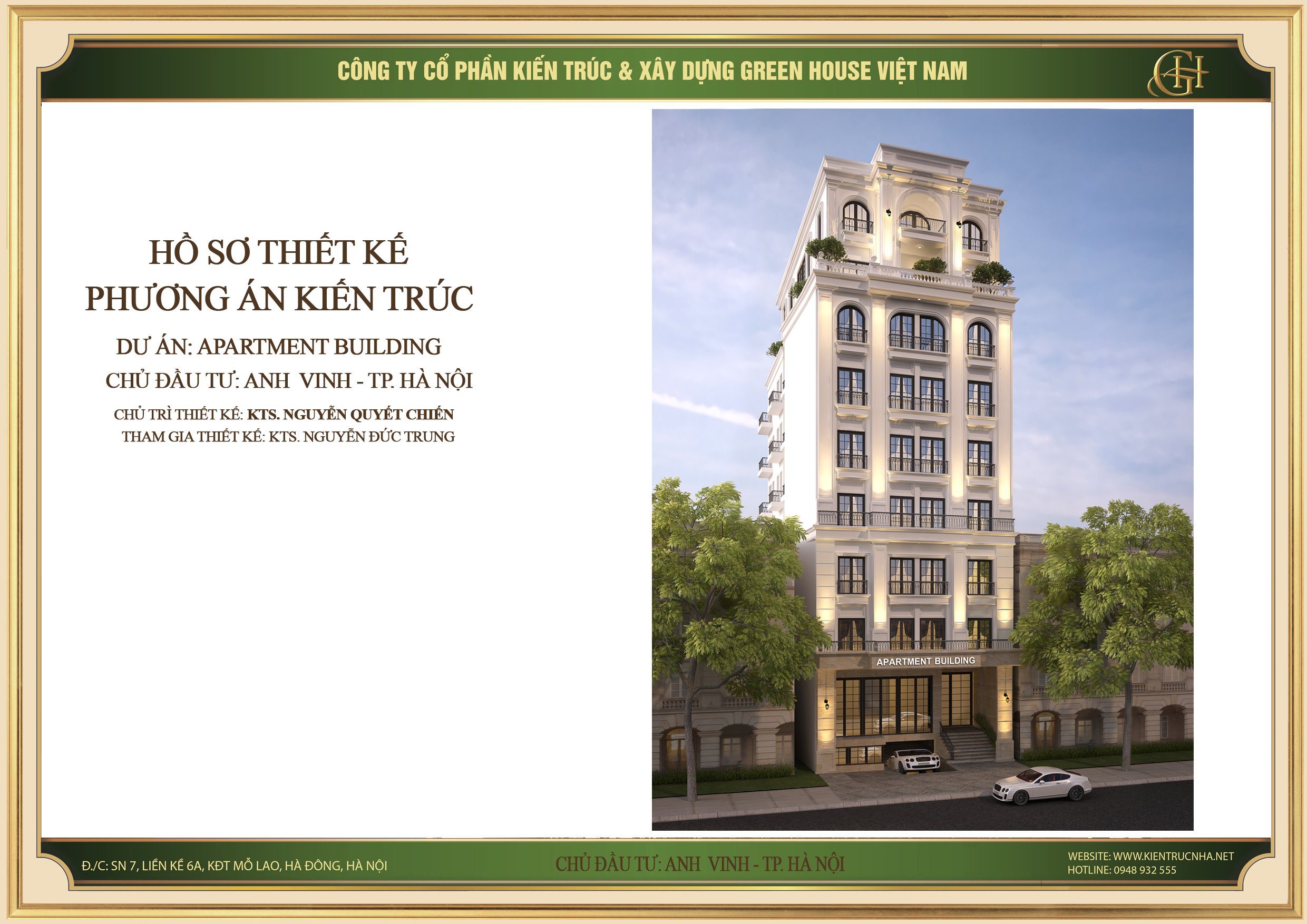 Thiết kế căn hộ cho thuê – apartment building 9 tầng tại Hà Nội