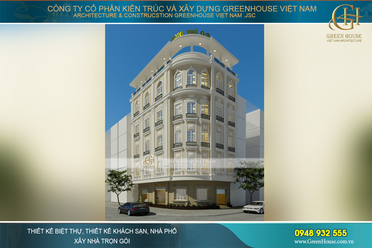 Khách sạn mini 5 tầng phong cách kiến trúc Pháp sang trọng