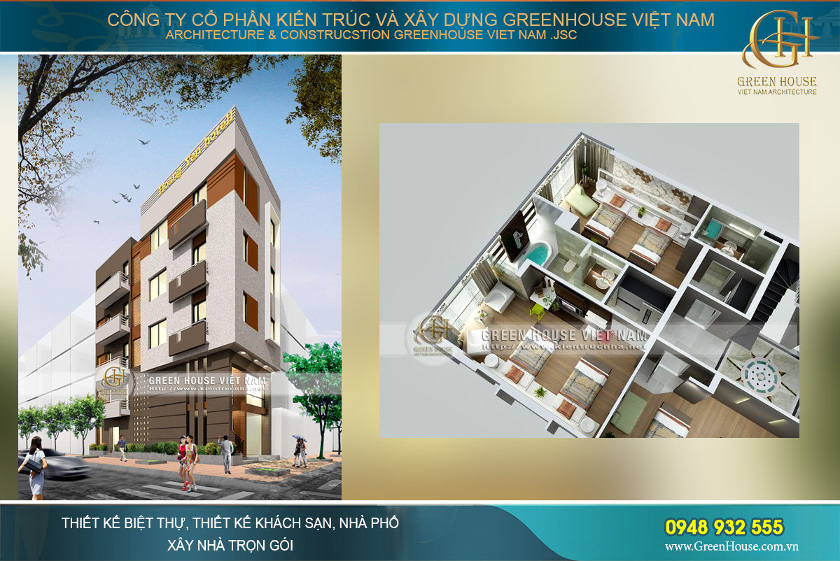 Thiết kế khách sạn mini 7 tầng phong cách hiện đại tại Hải Phòng