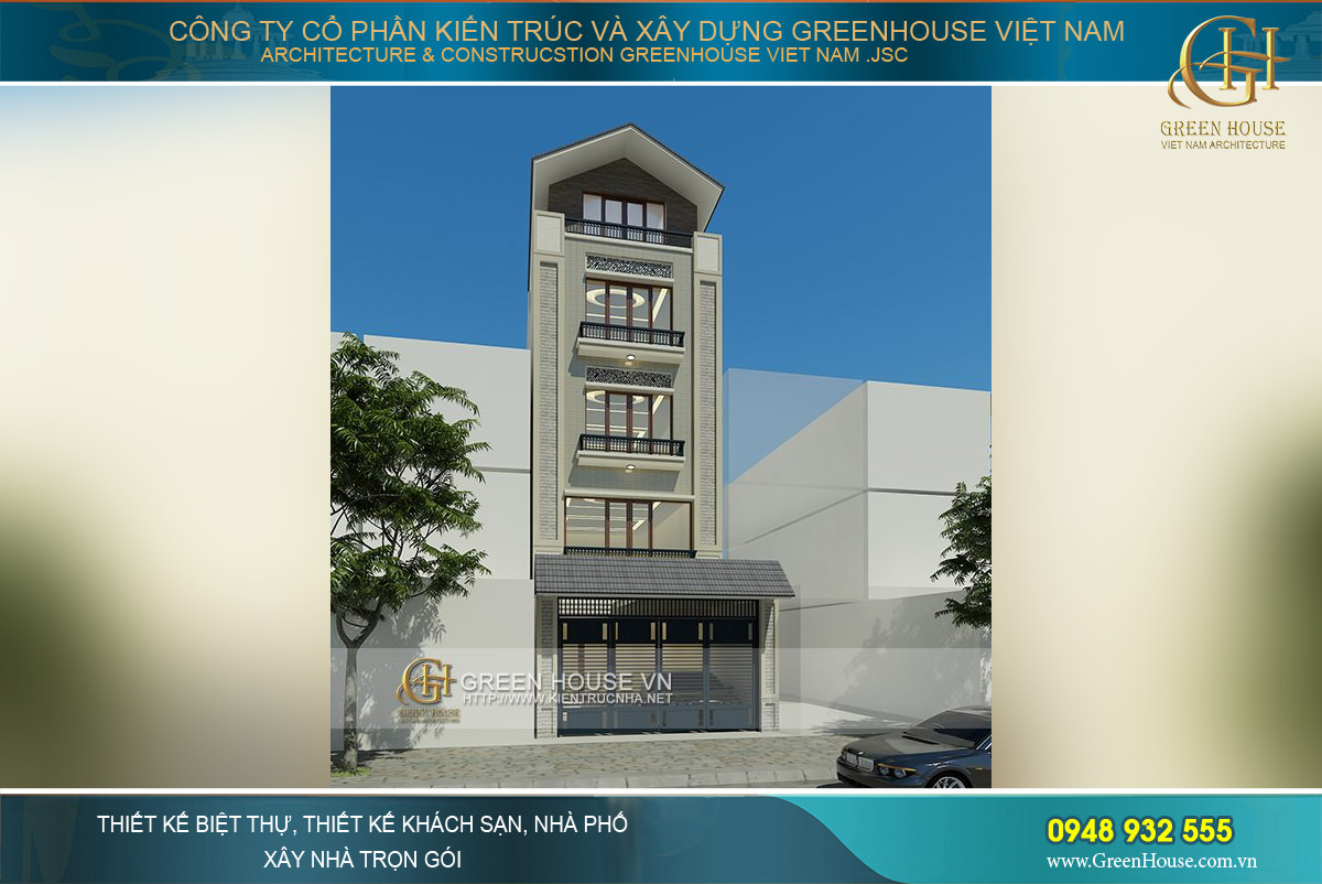 Nhà lô phố 5 tầng mặt tiền 5m phong cách hiện đại tại Bắc Giang