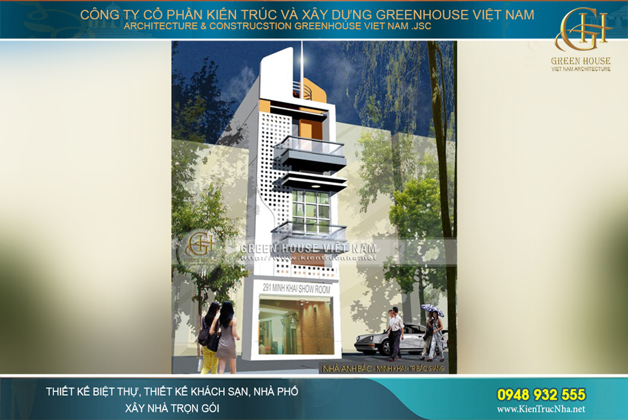Nhà ống 4 tầng mặt tiền rộng 4m50 hiện đại kết hợp kinh doanh