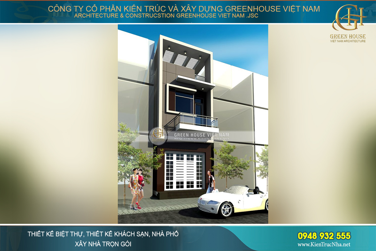 Nhà ống hiện đại 3 tầng mặt tiền 5m đẹp tại Bắc Giang