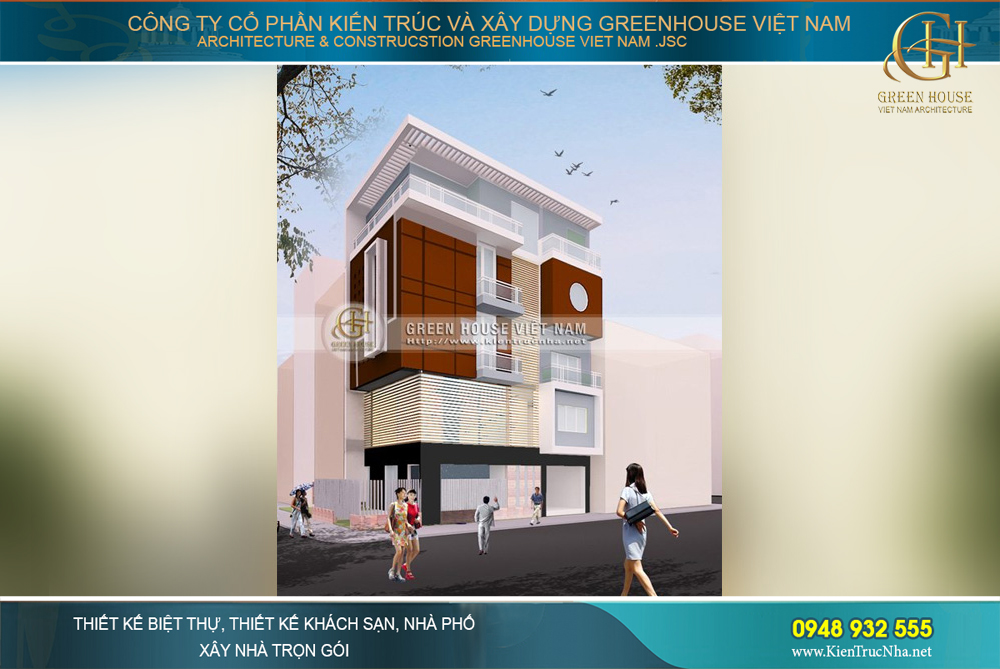 Nhà ống 5 tầng hai mặt tiền phong cách hiện đại và sang trọng