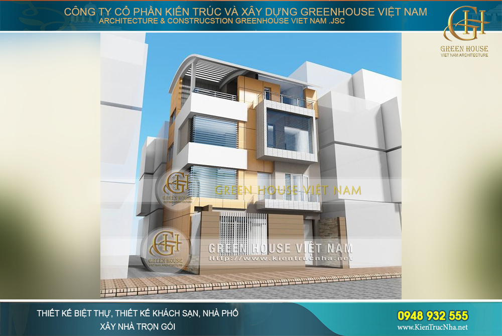Nhà phố 4 tầng mặt tiền rộng 9m phong cách kiến trúc hiện đại