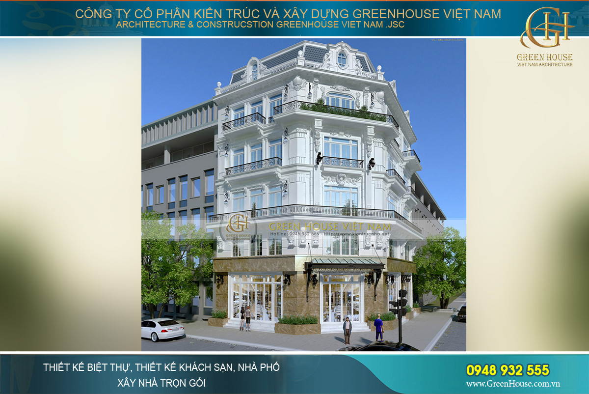 Thiết kế khách sạn cao cấp 5 tầng kiểu pháp tại Cần Thơ