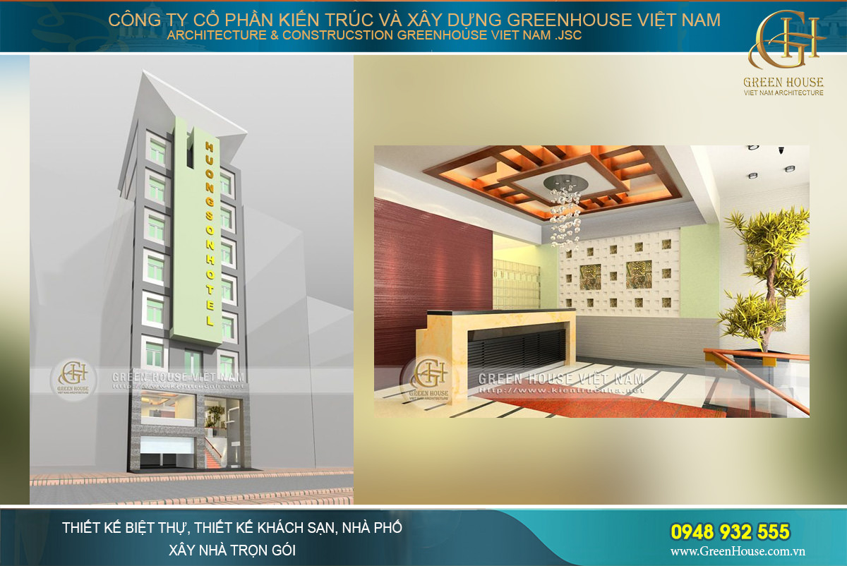 Thiết kế khách sạn Hương Sơn 7 tầng diện tích 150m2