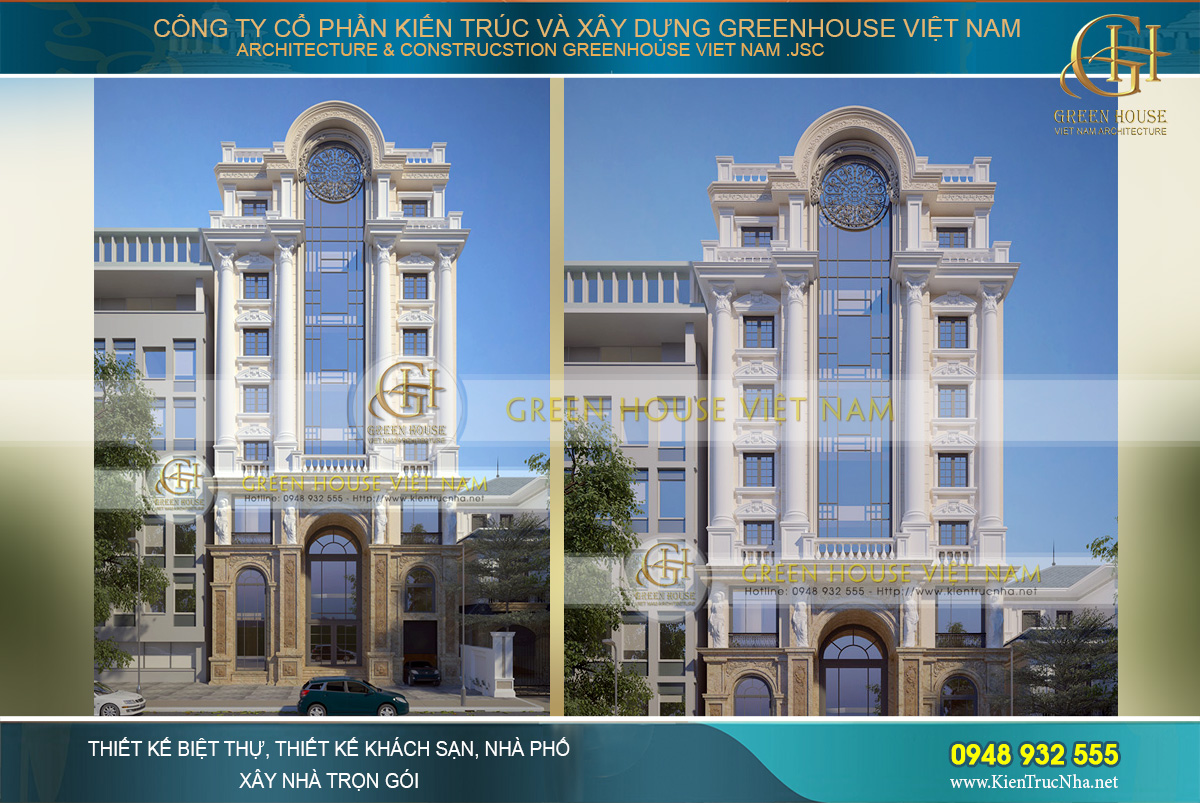 Thiết kế khách sạn 7 tầng phong cách tân cổ điển đẳng cấp bậc nhất Đà Nẵng