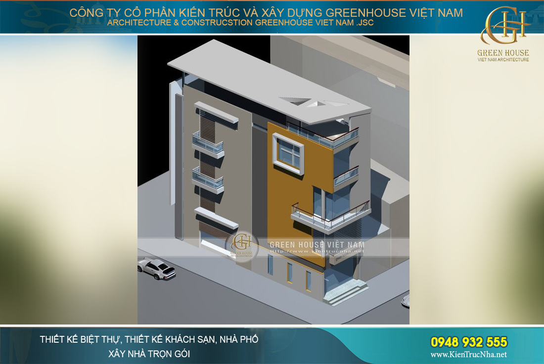 Thiết kế nhà ống 5 tầng dài 20m mặt tiền 5m kiến trúc hiện đại