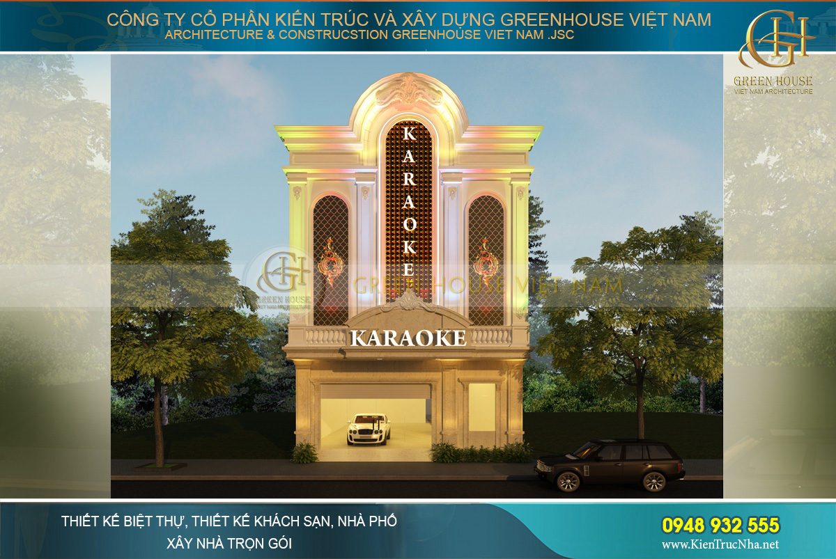 Thiết kế quán karaoke 3 tầng phong cách tân cổ điển sang trọng