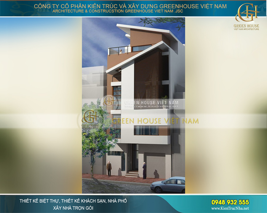 Nhà phố 5 tầng mặt tiền rộng 9m 6 phòng ngủ hiện đại tại Bắc Giang