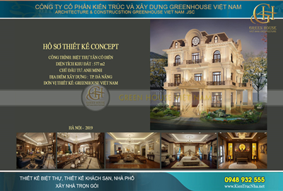 Thiết kế biệt thự tân cổ điển 3 tầng diện tích 577m2 đẳng cấp tại Đà Nẵng