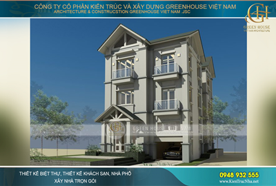 Thiết kế biệt thự 3 tầng mặt tiền 9m phong cách tân cổ điển