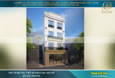 Thiết kế biệt thự phố tân cổ điển 4 tầng kết hợp kinh doanh tại Bắc Giang