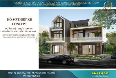 Thiết kế biệt thự sân vườn 3 tầng phong cách châu Âu tại Bắc Giang