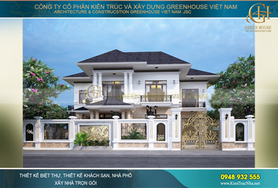 Thiết kế biệt thự tân cổ điển 2 tầng tại Bắc Giang: Đơn giản và sang trọng