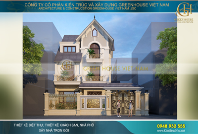 Thiết kế biệt thự phố tân cổ điển mái Thái 3 tầng đẹp lộng lẫy tại Hà Nội