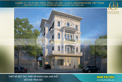Thiết kế biệt thự phố tân cổ điển 4 tầng đẹp đẳng cấp tại Bắc Giang
