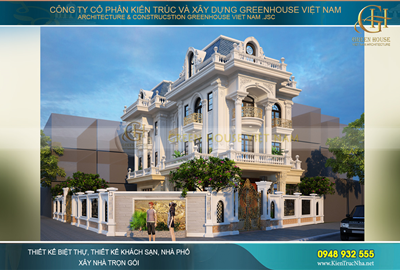 Biệt thự tân cổ điển 2 mặt tiền, 4 tầng "Ánh vàng kim quyền quý"