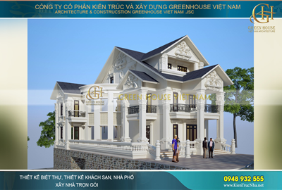 Thiết kế biệt thự tân cổ điển 3 tầng đẹp đẳng cấp tại Thái Nguyên