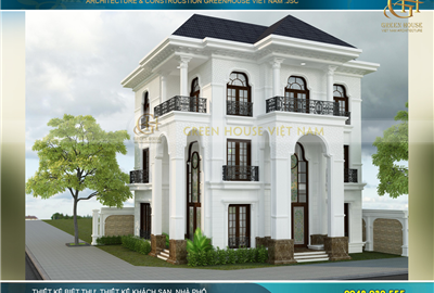 Thiết kế biệt thự Vinhomes Riverside 3 tầng, 2 mặt tiền phong cách tân cổ điển