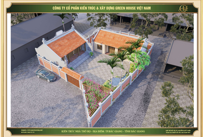 Thiết kế nhà thờ họ 3 gian truyền thống kết hợp nhà ở đẹp tại Bắc Giang