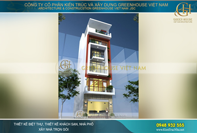 Thiết kế nhà lô 6 tầng mặt tiền 6m kết hơp kinh doanh tại Hải Phòng