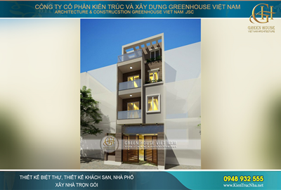 Thiết kế nhà ống 4 tầng mặt tiền 6m rộng 64m2 tại Bắc Ninh