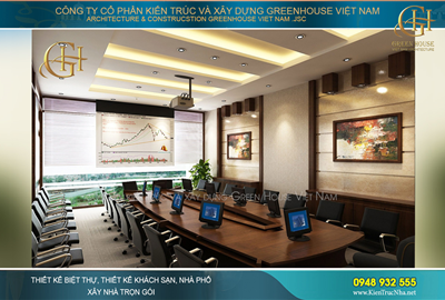 Thiết kế nội thất văn phòng công ty tại Hà Nội phong cách Á Đông lịch lãm
