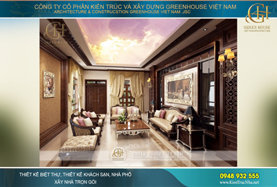 Thiết kế nội thất biệt thự cổ điển với phong cách trần Barrisol dẫn đầu xu hướng