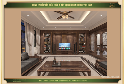 Thiết kế nội thất nhà phố tân cổ điển đẹp sang trọng tại Bắc Giang