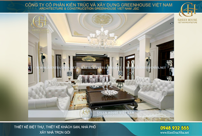 Thiết kế nội thất biệt thự tân cổ điển kết hợp kinh doanh sang trọng, ấn tượng tại Hà Nội