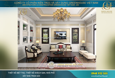 Thiết kế nội thất biệt thự tân cổ điển 3 tầng sang trọng, lộng lẫy tại Hà Nội
