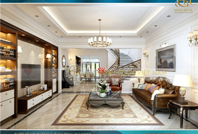 Thiết kế nội thất biệt thự phố phong cách tân cổ điển thời thượng tại Hà Nội