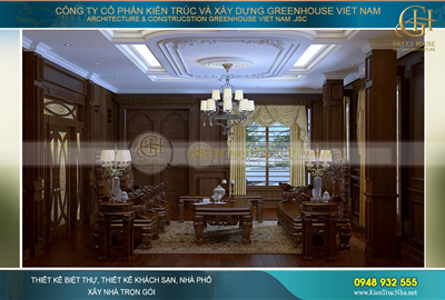 Mẫu thiết kế nội thất biệt thự tân cổ điển với nội thất gỗ đẳng cấp tại Hà Nội