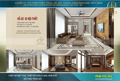 Thiết kế nội thất biệt thự hiện đại 3 tầng đẹp thời thượng tại Bắc Giang