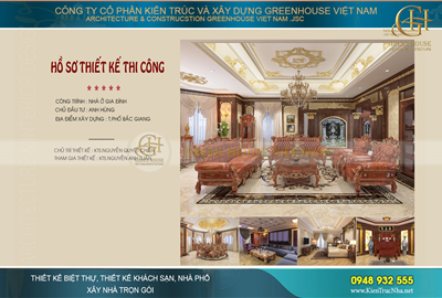Thiết kế nội thất biệt thự tân cổ điển 4 tầng 3 mặt tiền đẳng cấp tại Bắc Giang