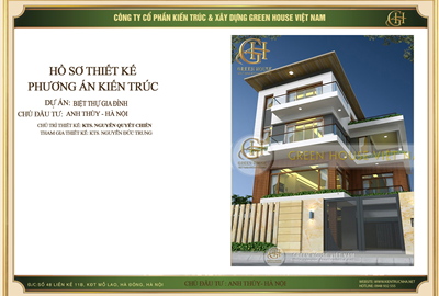 Thiết kế biệt thự 4 tầng hiện đại, đẳng cấp tại Hà Nội - CĐT Anh Thủy