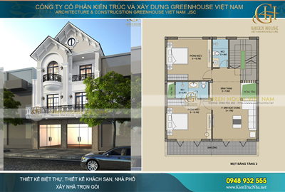 Thiết kế nhà phố kết hợp kinh doanh 3 tầng phong cách tân cổ điển 