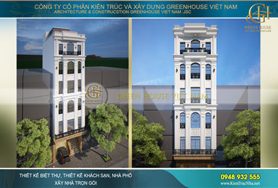 Thiết kế nhà phố kết hợp kinh doanh 6 tầng phong cách tân cổ điển tại Hà Nam