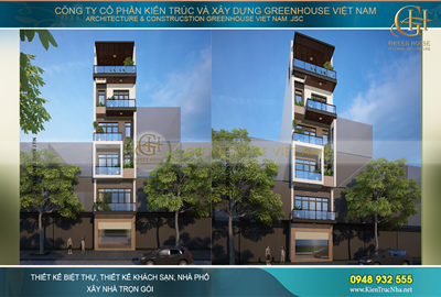 Thiết kế nhà phố kết hợp kinh doanh hiện đại 6 tầng tại Bắc Giang – CĐT Anh Đắc
