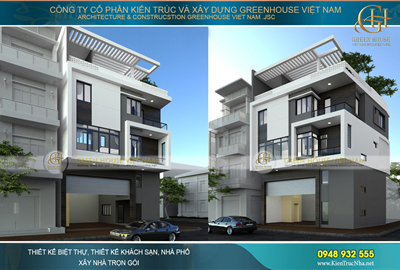 Thiết kế nhà phố kết hợp văn phòng 5 tầng 2 mặt tiền tại Bắc Giang