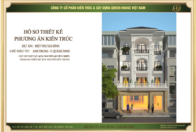 Thiết kế biệt thự kết hợp kinh doanh tân cổ điển 4 tầng tại Quảng Ninh