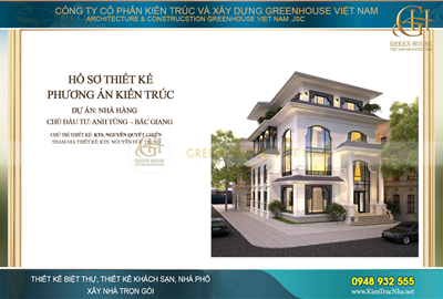 Dự án thiết kế nhà hàng tân cổ điển 4 tầng sang trọng tại Bắc Giang